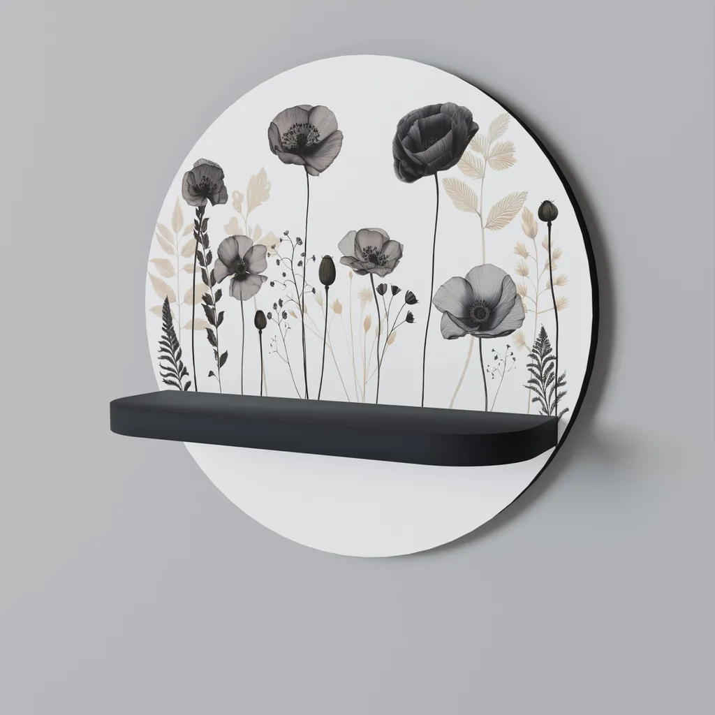 Étagère ronde noire 34 cm POPPY ALLURE : gagnez de la place au mur
