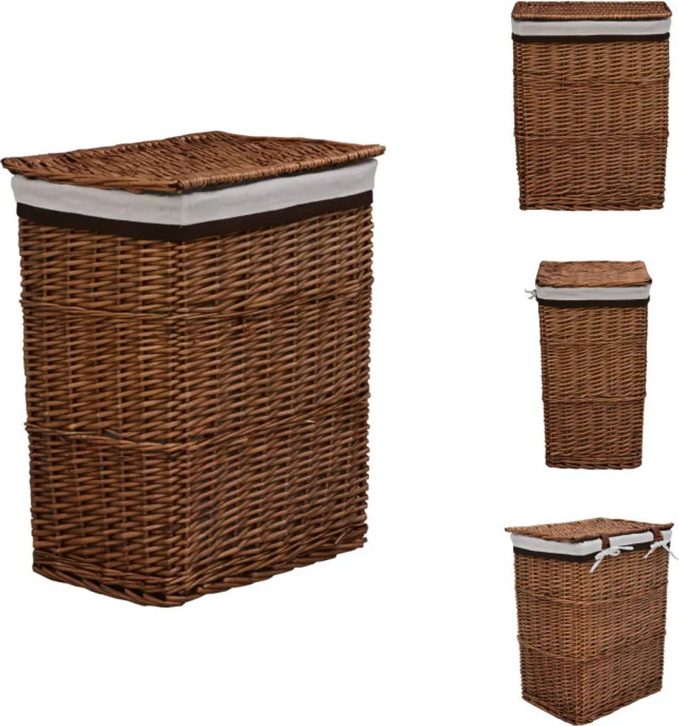 Panier à linge en osier marron 60L - Design tressé et aéré vidaXL