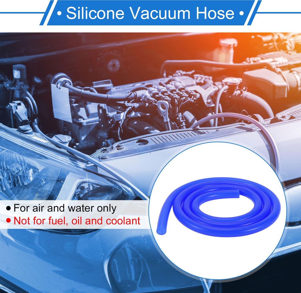 1 Stück Silikon-Vakuumschlauch 3,3 Fuß 1/4" 6mm ID 2mm Dicke Automobil-Vakuumschlauch Hochtemperatur Blau 130PSI Max Druck