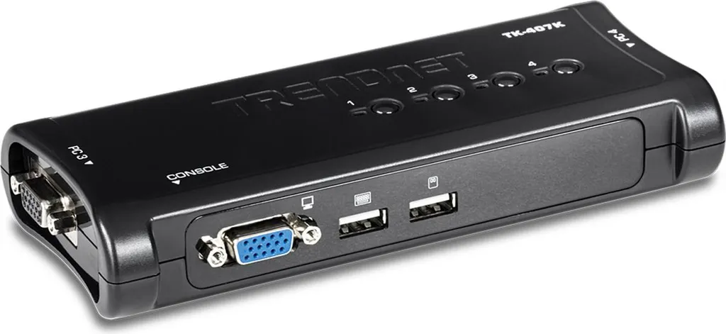 Switch KVM USB 4 ports TRENDnet TK-407K pour contrôle multi-ordinateur