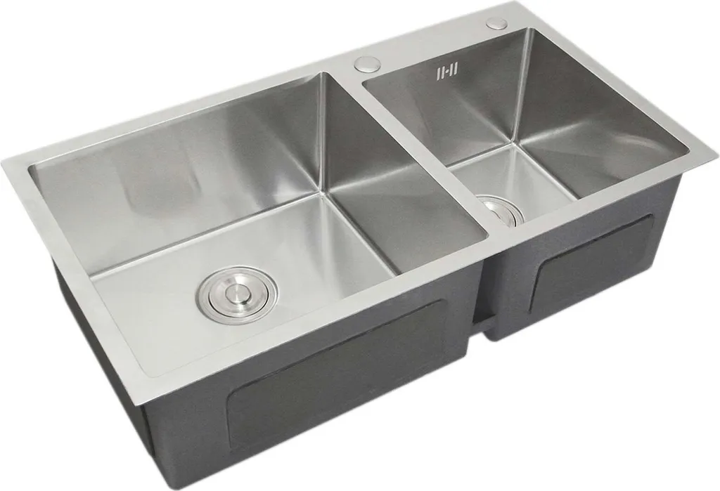 Lavello Cucina Doppia Vasca 82cm Acciaio Inox AISI 304 | Qualità Certificata