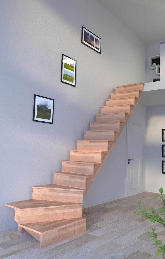 Holztreppe Lindos (Buche) in  1/4 gewendelter Ausführung Produktbild 