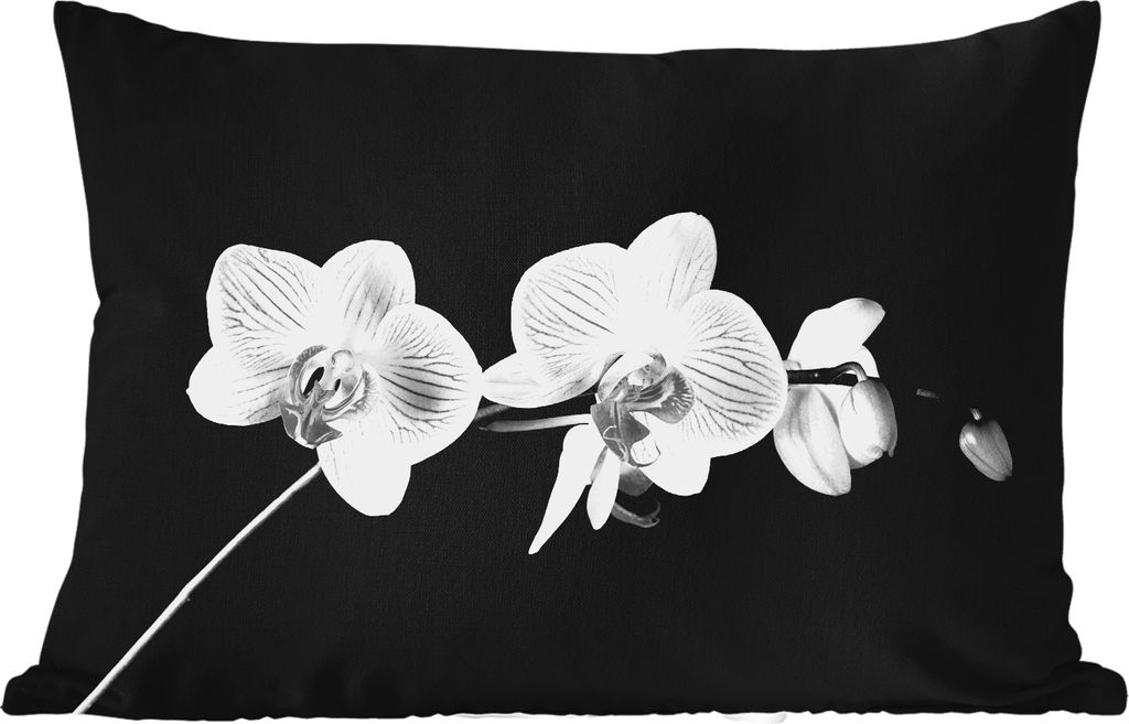 MuchoWow Outdoor Kissen - Orchidee - Blumen - Schwarz - Rosa - Knöpfe - 60x40 cm - Wetterfest - Lounge Kissen - Zierkissen - Kissen für Innenr...