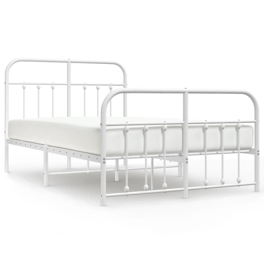 Bettgestell mit Kopf- und Fußteil Metall Weiß 120x190 cm Produktbild 