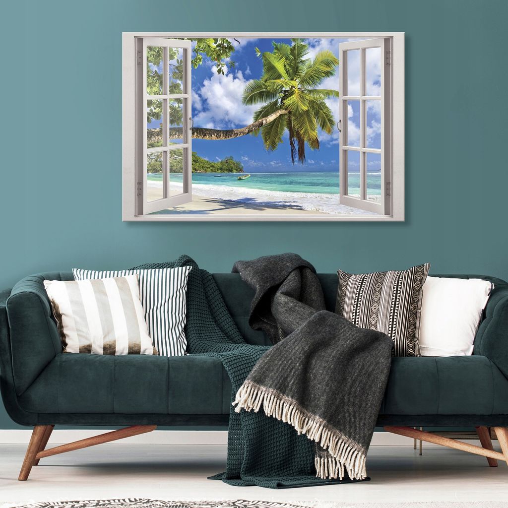 Bild auf Leinwand Fensterblick Nordsee Strand Meer Wandbild 120 cm*80 cm 625 h 