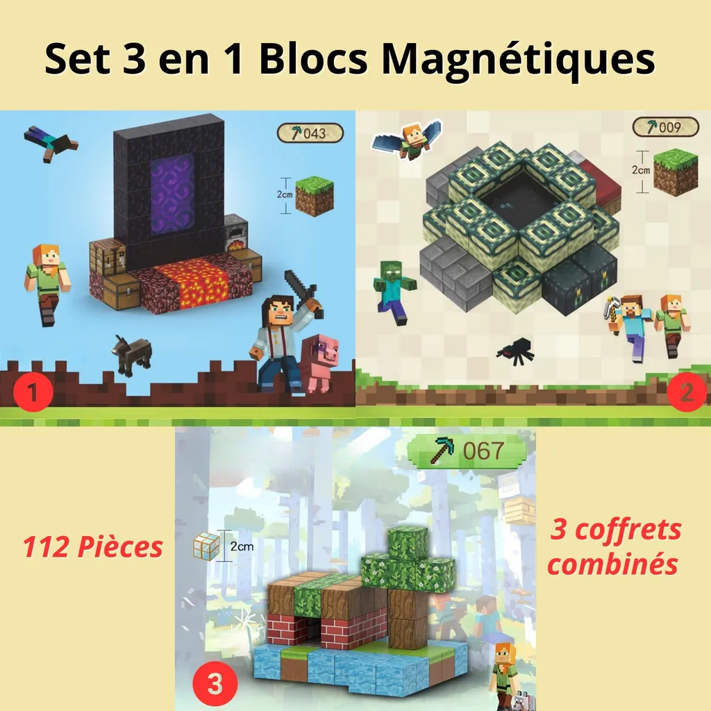 Kit Architecture Magnétique 112 Pièces - Jouet Éducatif Grande Taille