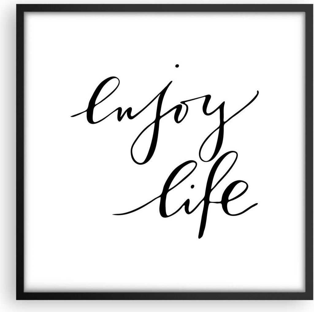 Gerahmtes Poster - Schwarzer Rahmen - Genieße Leben Maxim - 50x50 cm - Wand Bild - Wanddeko - Wandbilder - Kunstposter - Wandposter - Bilderrahmen...