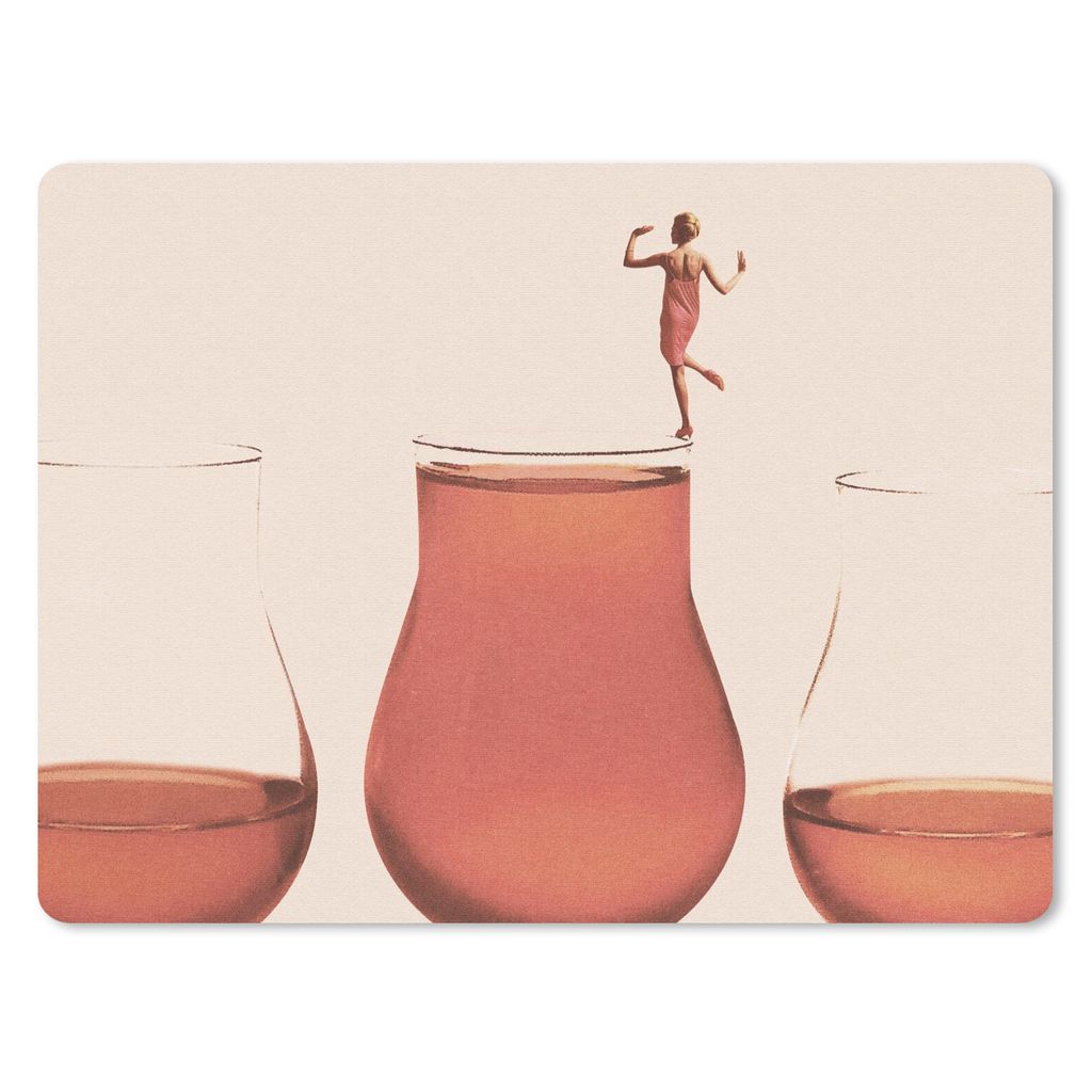 MuchoWow Mauspad Mousepad Frau - Wein - Jahrgang 40x30 cm - Mousepads - Maus Mat - Pad - Mausunterlage - Anti Rutsch