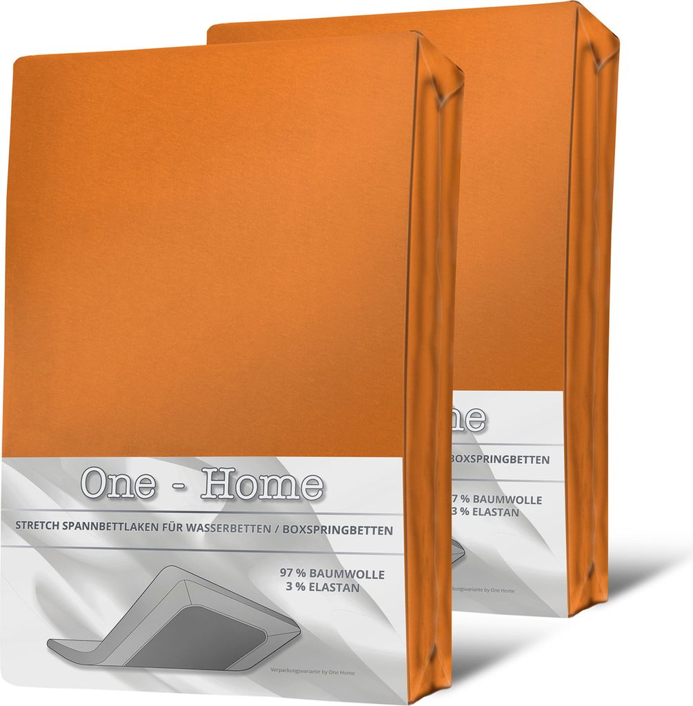 2 Spannbettlaken 180x200 - 200x220 cm orange Elasthan Boxspringbett Wasserbett