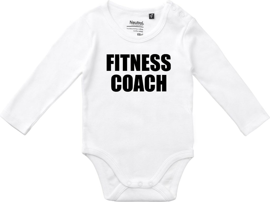 Huuraa Baby Body Fitness Coach Training 74 White Baumwolle Fairtrade Langarmbody Geschenkidee
