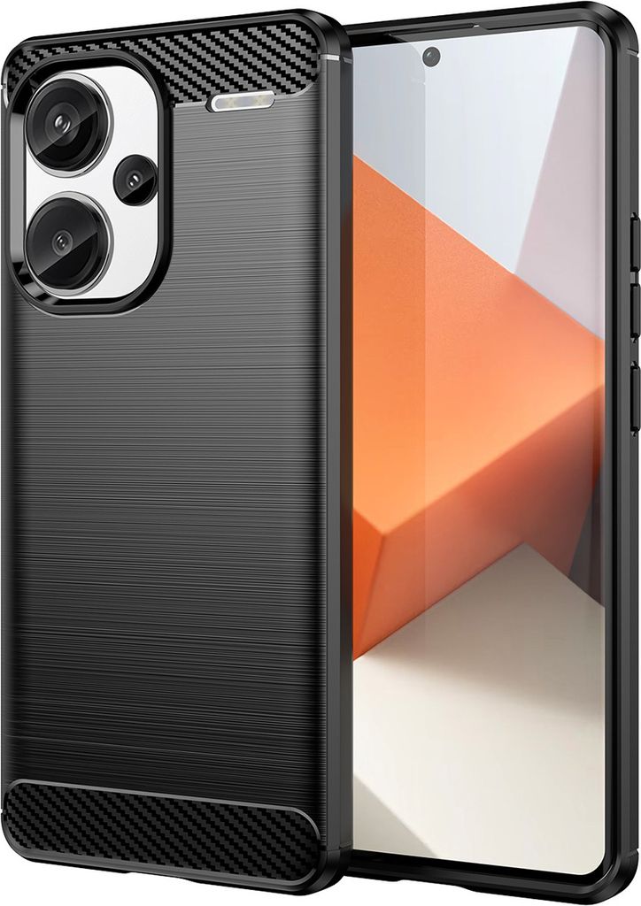 Hülle für Xiaomi Redmi Note 13 Pro+ Carbon-Faser Weich TPU Silikon Stoßfest Handyhülle Schwarz
