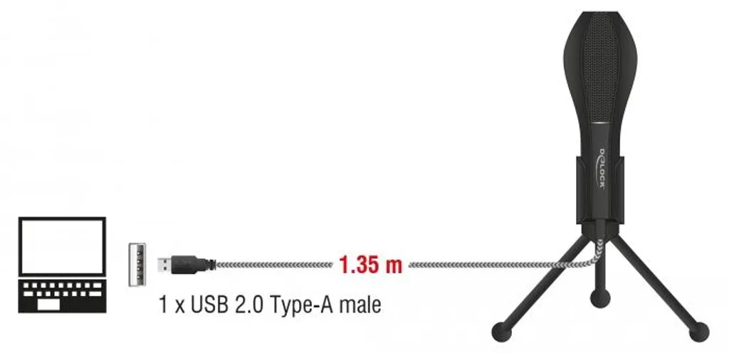 Delock Microphone USB à Condensateur avec Support Stable pour PC Mac - 5