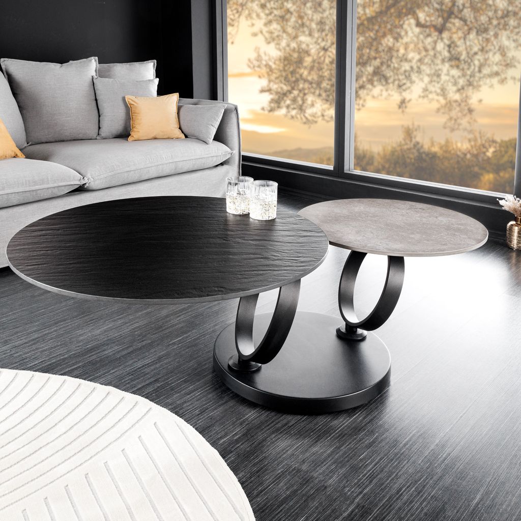 riess-ambiente Drehbarer Couchtisch DANCING RINGS schwarz Produktbild 