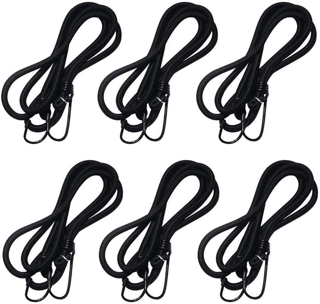 Set mit 6 universellen elastischen Bungee-Seilen mit Haken, 8 mm Durchmesser, aus Gummi