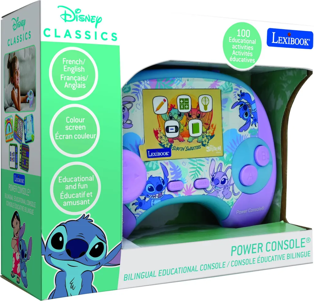 Console de jeux éducative portable Stitch bilingue pour enfants de 4-7 ans