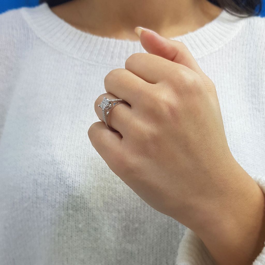 Diamant Solitär Ring mit 1 Carat Effket - 51 (16,20 mm)