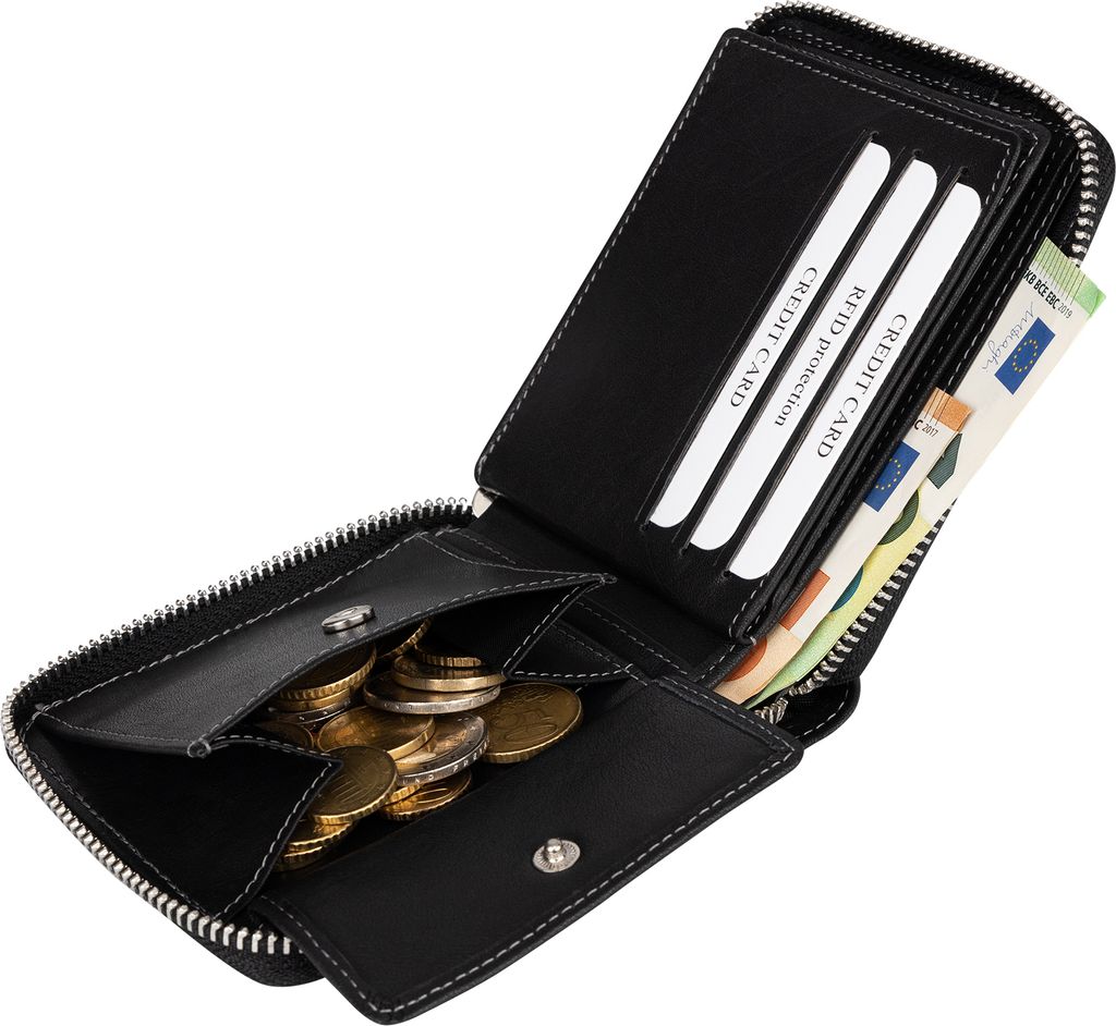 RFID Geldbeutel Für Kinder - Dreifach Gefaltet 12x8cm Mit Reißverschluss See Blau