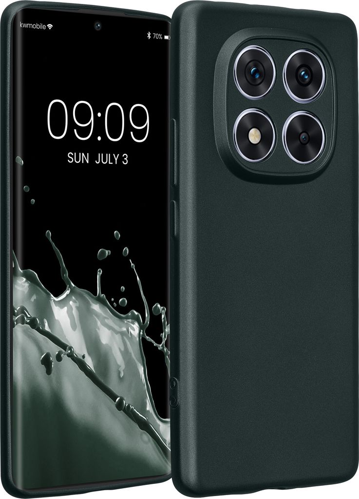 kwmobile Handyhülle kompatibel mit Xiaomi Redmi Note 14 Pro 5G / Poco X7 Hülle - weiche Silikon Case metallisch schimmernd in Metallic Petrol
