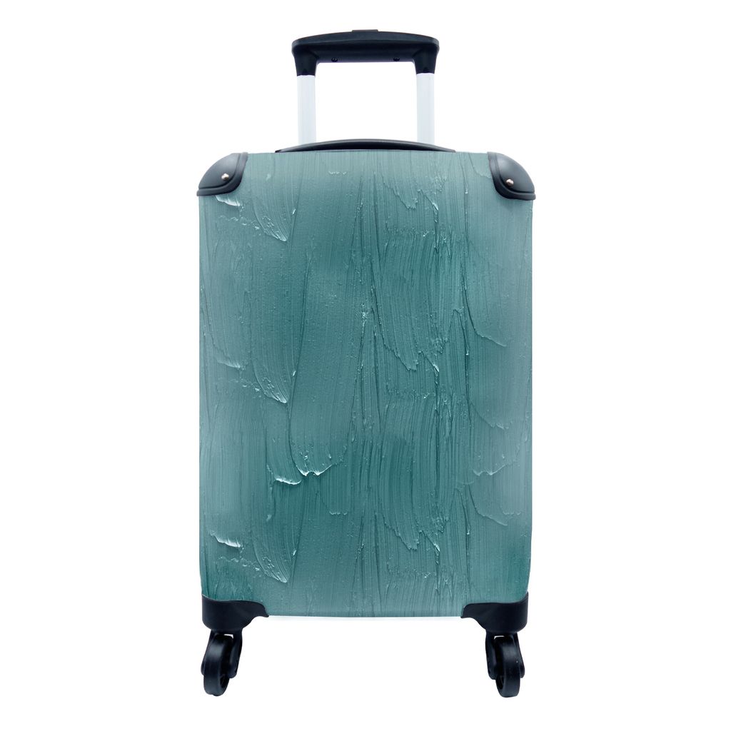 MuchoWow Koffer Handgepäck Trolley Rollkoffer Kleine Reisekoffer mit 4 Rollen - Farbe - Türkis - Abstrakt - Cabin Size < 55x40x23 cm & 55x40x20...