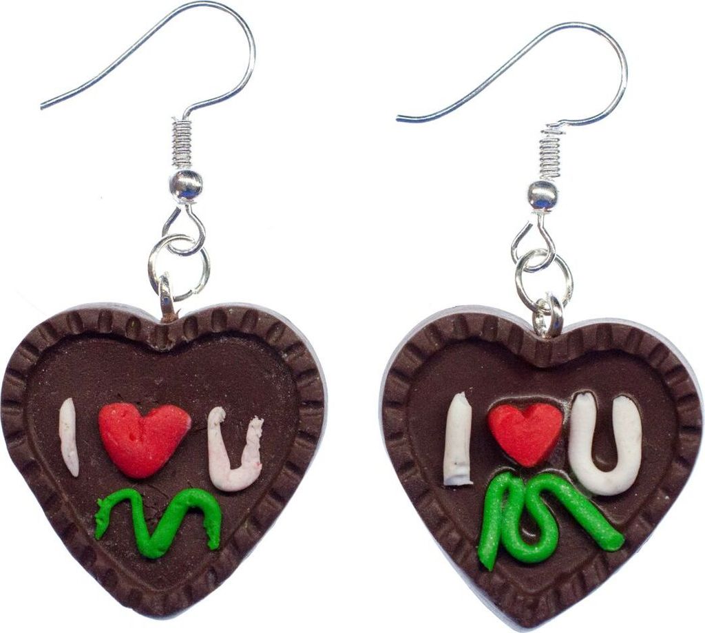 Lebkuchenherz Ohrringe Miniblings Hänger Lebkuchen Handarbeit braun
