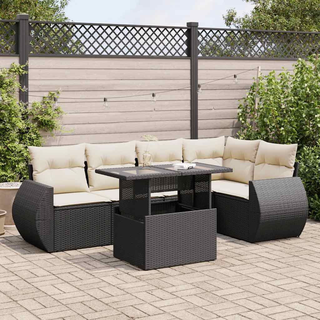 Maison Exclusive - 6-tlg. Garten-Sofagarnitur mit Kissen Schwarz Poly Rattan