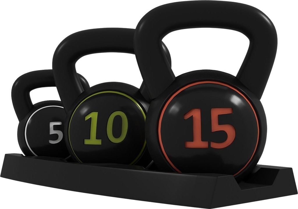Kettlebell, 2,2Kg, 4,5Kg, 6,8Kg Kugelhantel, 3Er Set Kugelgewicht Für Gymnastik, Krafttraining, Schwarz