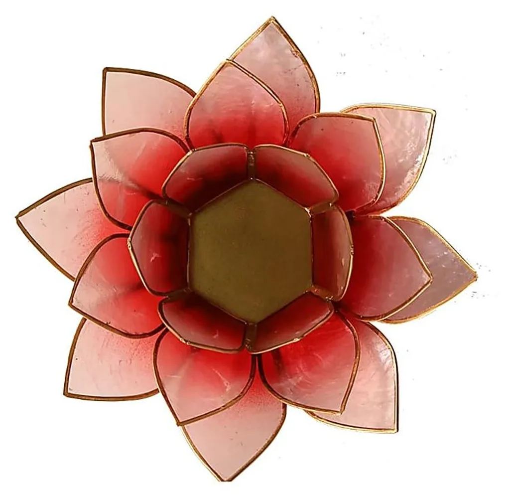 Garniture Lotus en Or Rose et Rouge Clair - Objet Déco de 13,5 cm