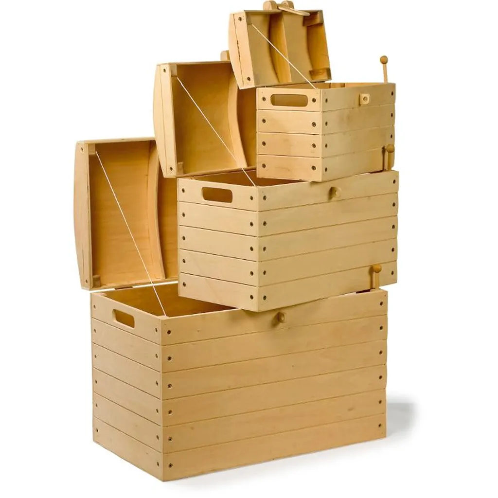 Set de 3 caisses pirates naturelles en bois de différentes tailles - 2