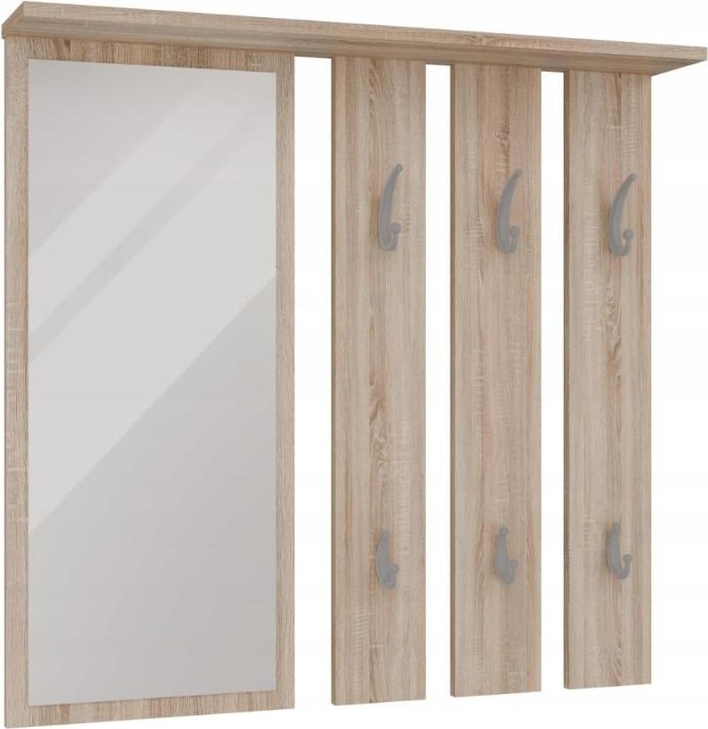 BDW, Wandgarderobe Modern mit Spiegel und Ablage, Eiche Sonoma Opal, 15x85x82cm