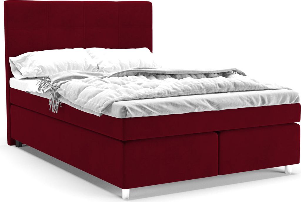 Panda Möbel - Clark Boxspringbett kontinentales Doppelbett mit hochwertiger Matratze und Topper - komfortabel, modern, stilvoll - 140x200 cm, kast...