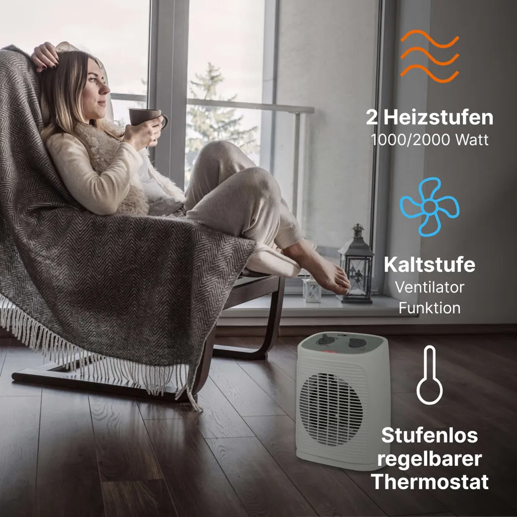 Chauffage soufflant pour bureau et chambre - Solution d'appoint rapide - 8