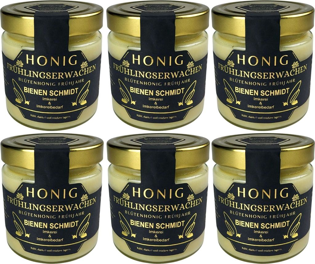 6x Deutscher Imkerhonig "FRÜHLINGSERWACHEN" 500 g im Glas Deutscher Honig Frühling