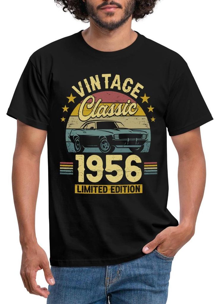 Spreadshirt 70. Geburtstag | Vintage Auto Design Männer T-Shirt, XXL, Schwarz