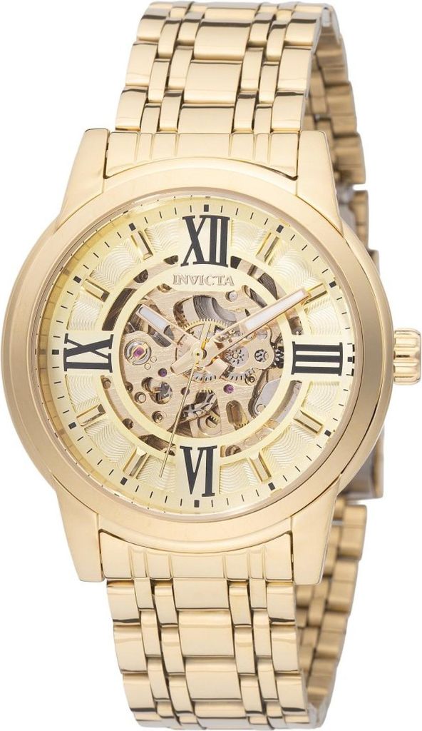 Invicta Objet D Art 69129 Herren uhr - Wasserdicht - Analog - Automatikuhr - Edelstahl mit goldenen zifferblat - 41mm