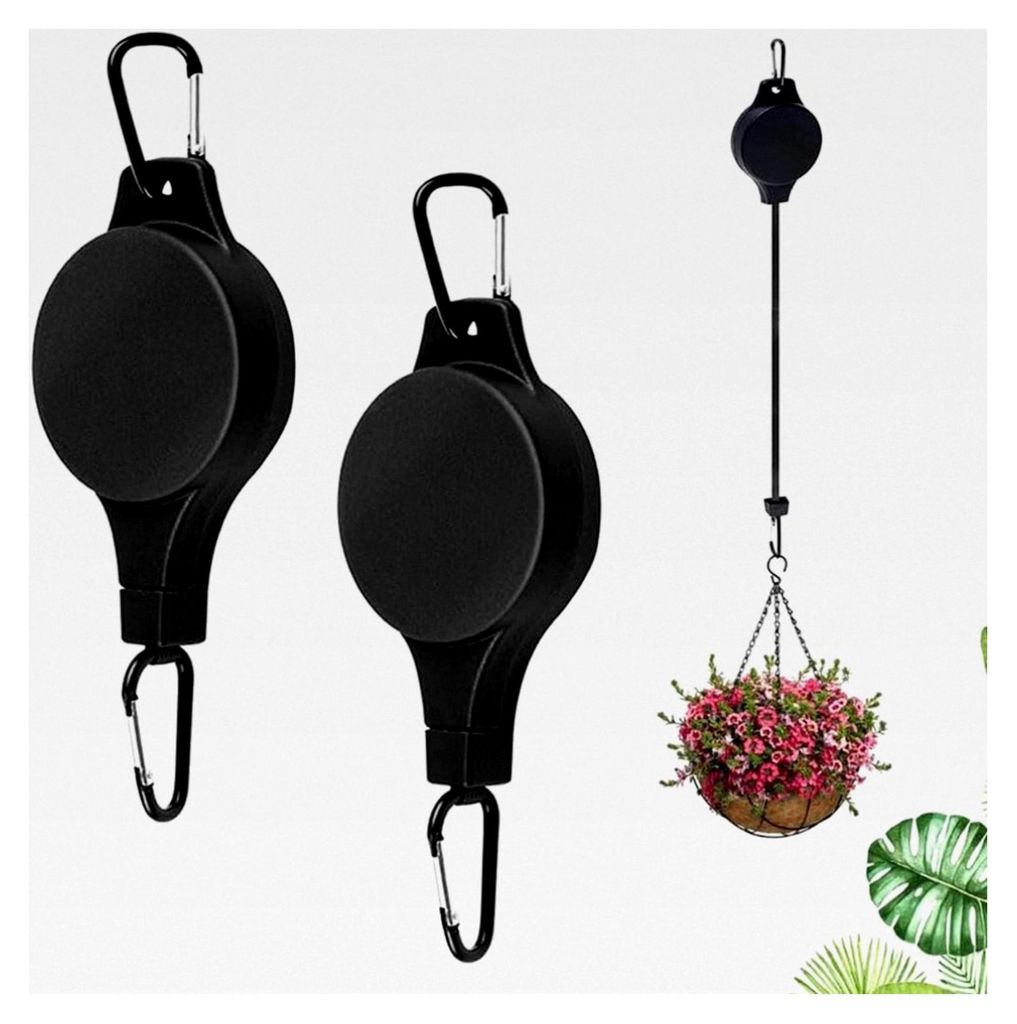 Blumenampel mit versenkbaren Haken, 2 Stück Hängelampelhaken, verstellbarer hängender Topf für Pflanzen