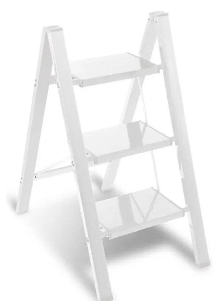 Petite échelle 3 marches antidérapante en aluminium blanc ultra légère