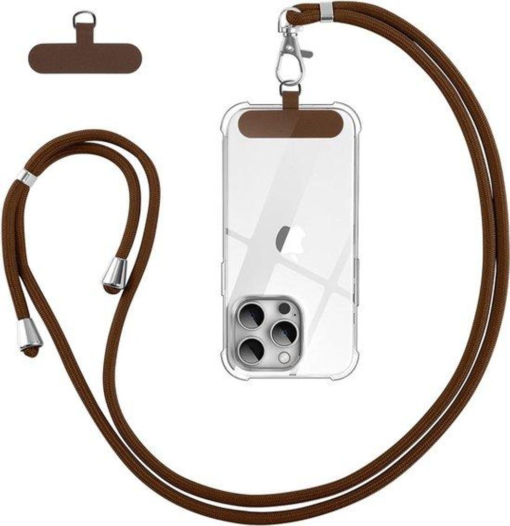 Mobiltelefonhalter mit Streifenband - Schultergurt für Handy - Tragegehäuse - Anpassbar und lösbare - Allzweck - Kaffeebraun