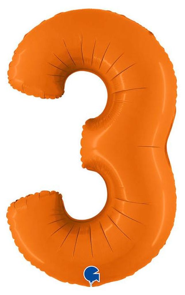 Palloncino in foil numero 3, arancione opaco, 102cm Grabo Immagine del prodotto 