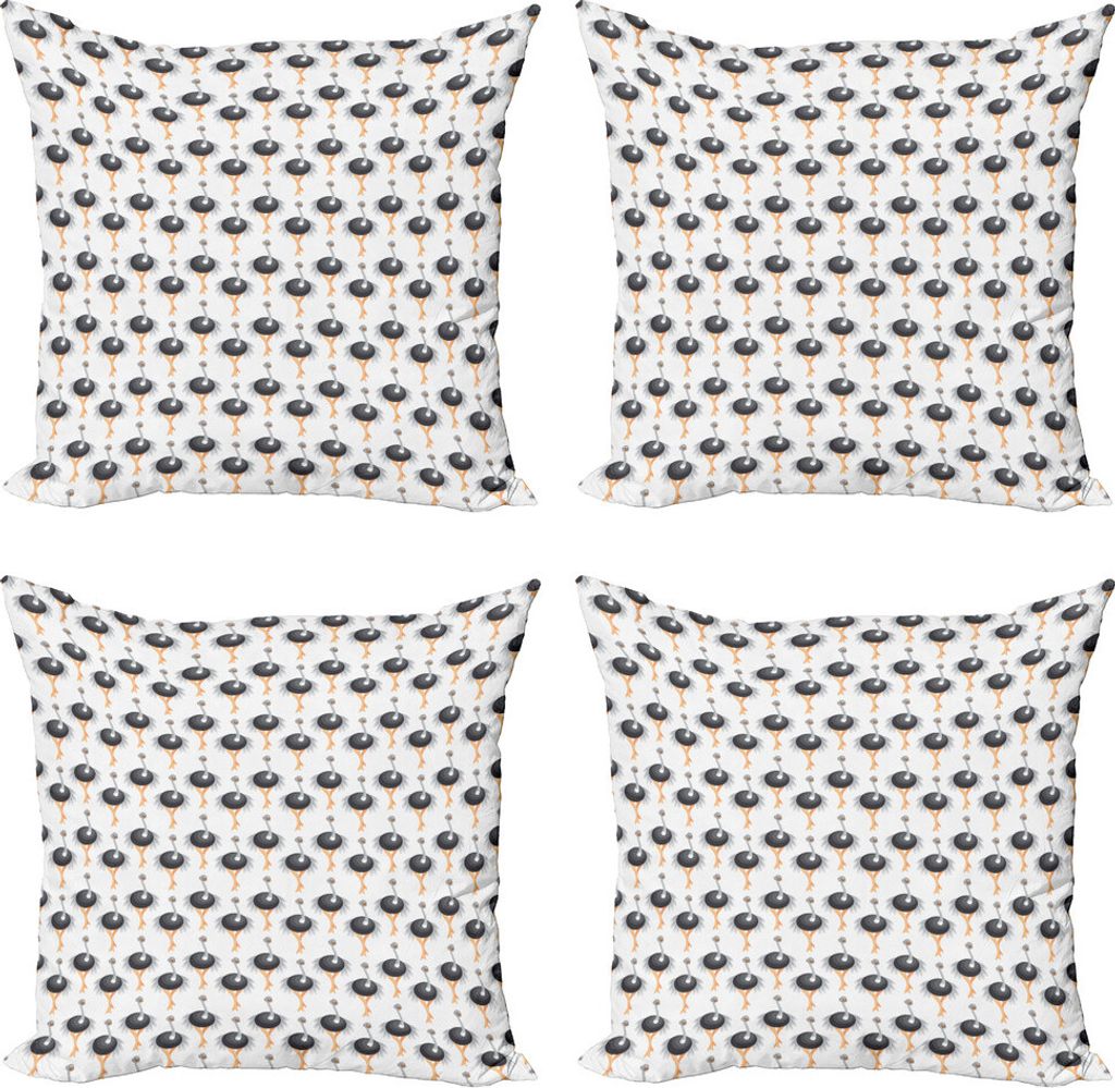ABAKUHAUS Strauß Kissenbezug Set (4 Stück), Weiblicher Tanzen Vogel, Moderner Doppelseitiger Digitaldruck, 60 cm x 60 cm, Dark Blue Grey Peach