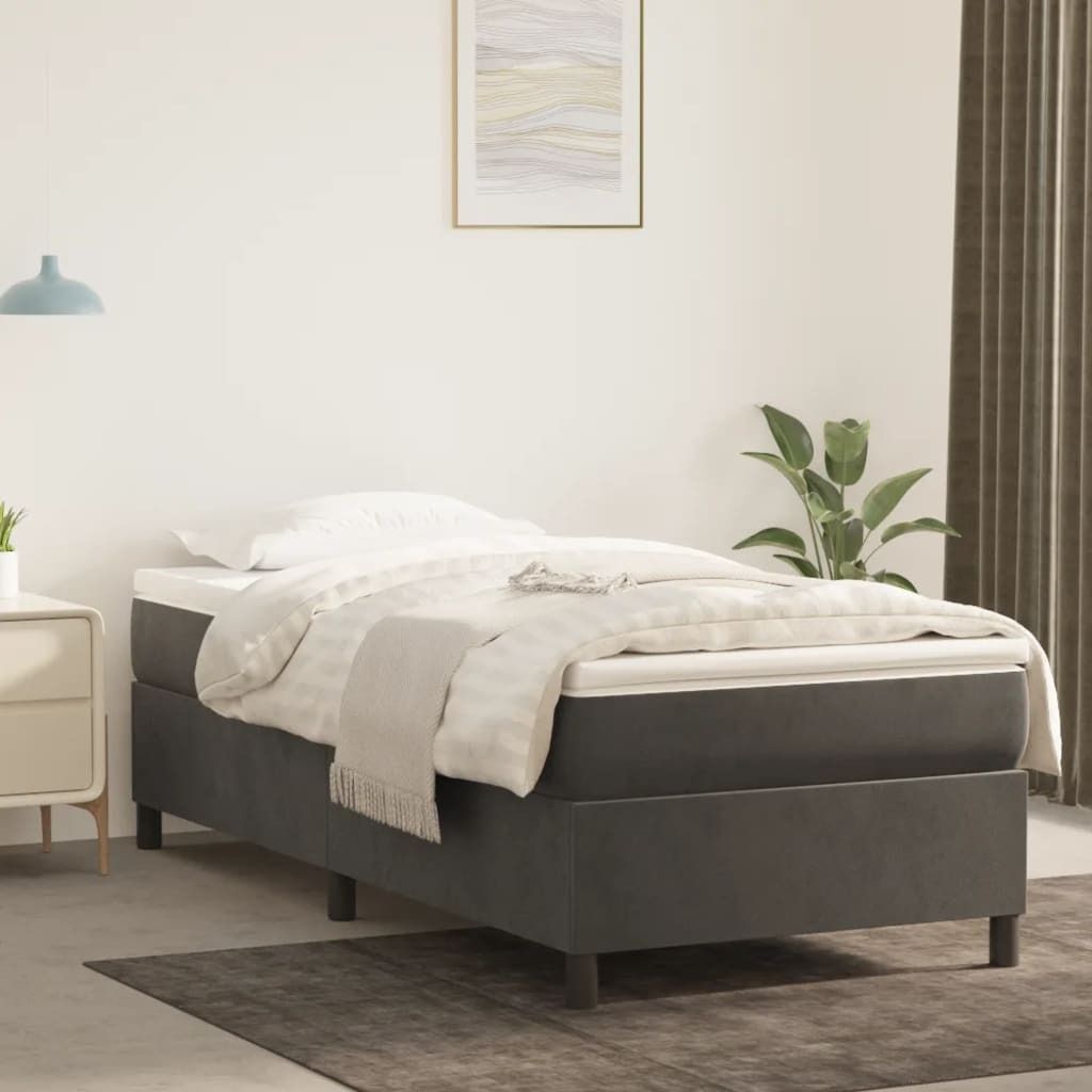 "Rabatt" Boxspring-Bettrahmen 2 Personen - Schlafzimmerbett - Dunkelgrau 100x200 cm Samt - Klassische Betten CC4612