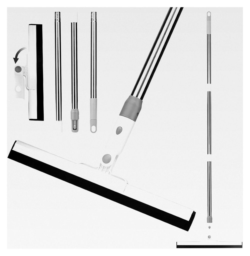 130CM Wasserschieber für Dusche und Boden aus Edelstahl mit langem Stiel, ausziehbar, entfernt Wasser, Tierhaare und Seifenreste, geeignet für Ba...