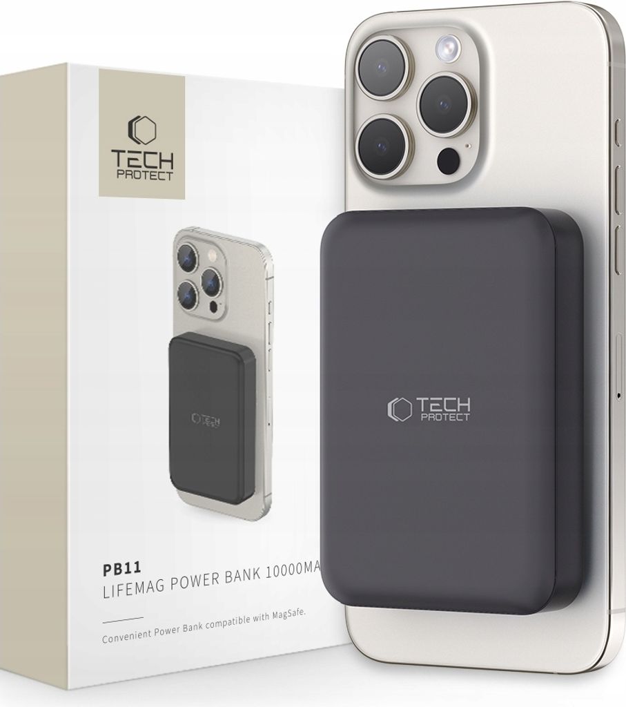 Tech-Protect Pb11 Lifemag Magsafe Power Bank 10000Mah 15W Schwarz Iphone