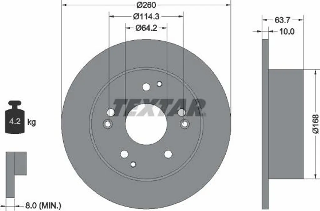 Disque de frein TEXTAR 92169703 OE 42510S1A305 pour Honda Accord