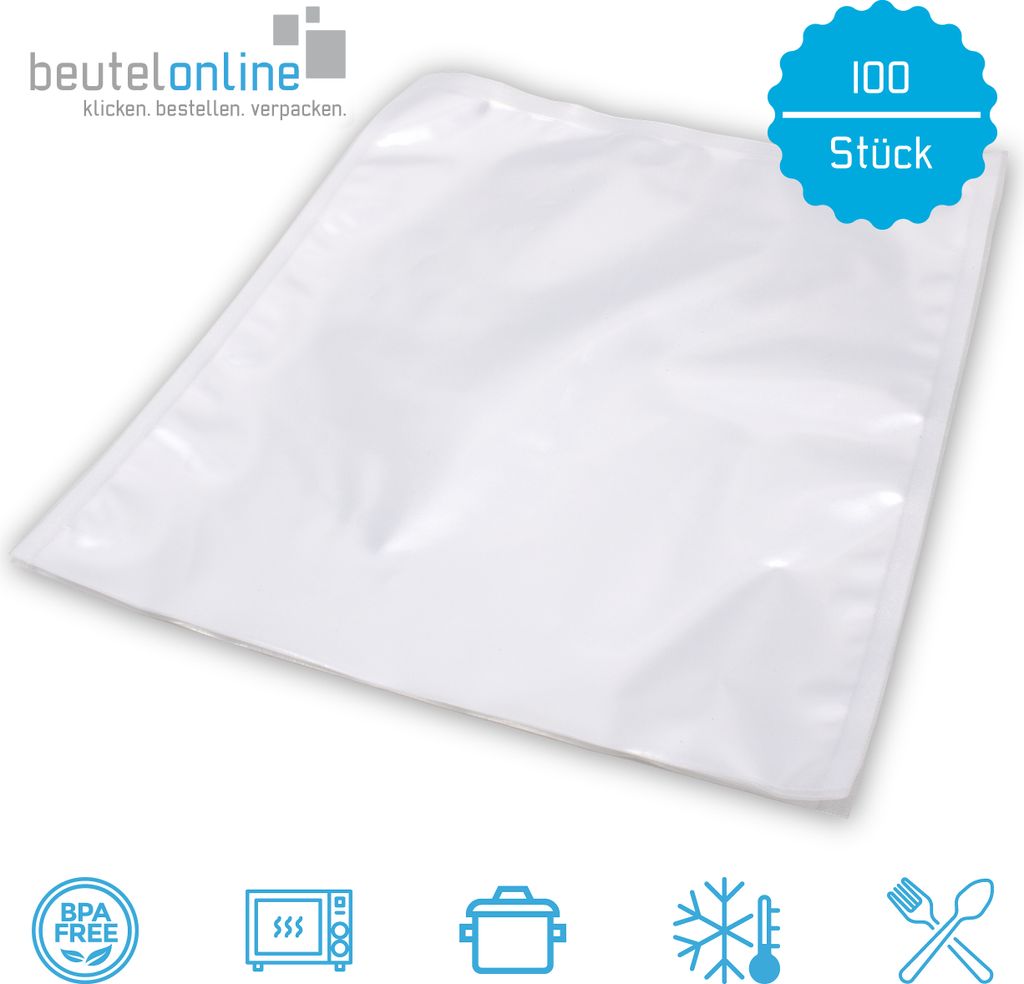 Siegelrandbeutel Vakuumbeutel glatt 250 x 350 mm 90 µ, 100 Produktbild 