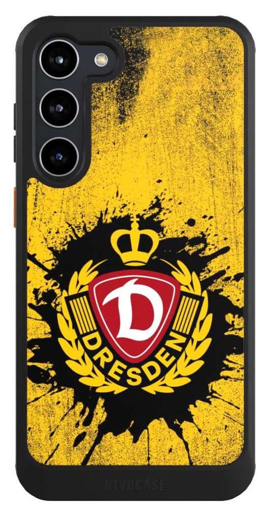NIVOCASE Hülle für Samsung Galaxy S23+ Handyhülle NIVOcore Case Schwarz Fußball Offizielles Lizenzprodukt SG Dynamo Dresden