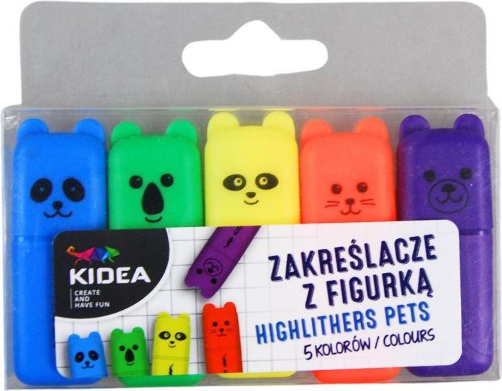 Mini Textmarker mit Figurine 5 Farben Kidea
