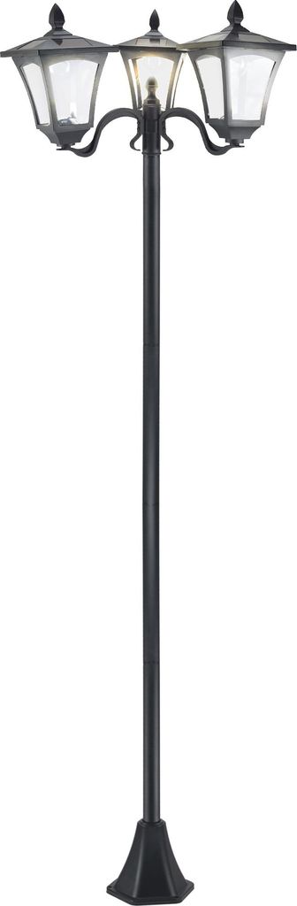 Fortuna Lai Solar Gartenlaterne mit 3 flammig Laterne Solarlaterne Wegleuchte mit LED 120 Lumen IP44 201 Edelstahl Schwarz 51,5 x 47 x 182,5 cm