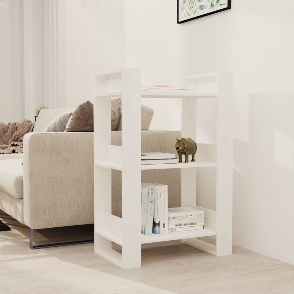 vidaXL Bücherregal/Raumteiler Weiß 60x35x91 cm Massivholz Kiefer - Bücherregal - Bücherregale - Massivholz Bücherregal - Lagerregal