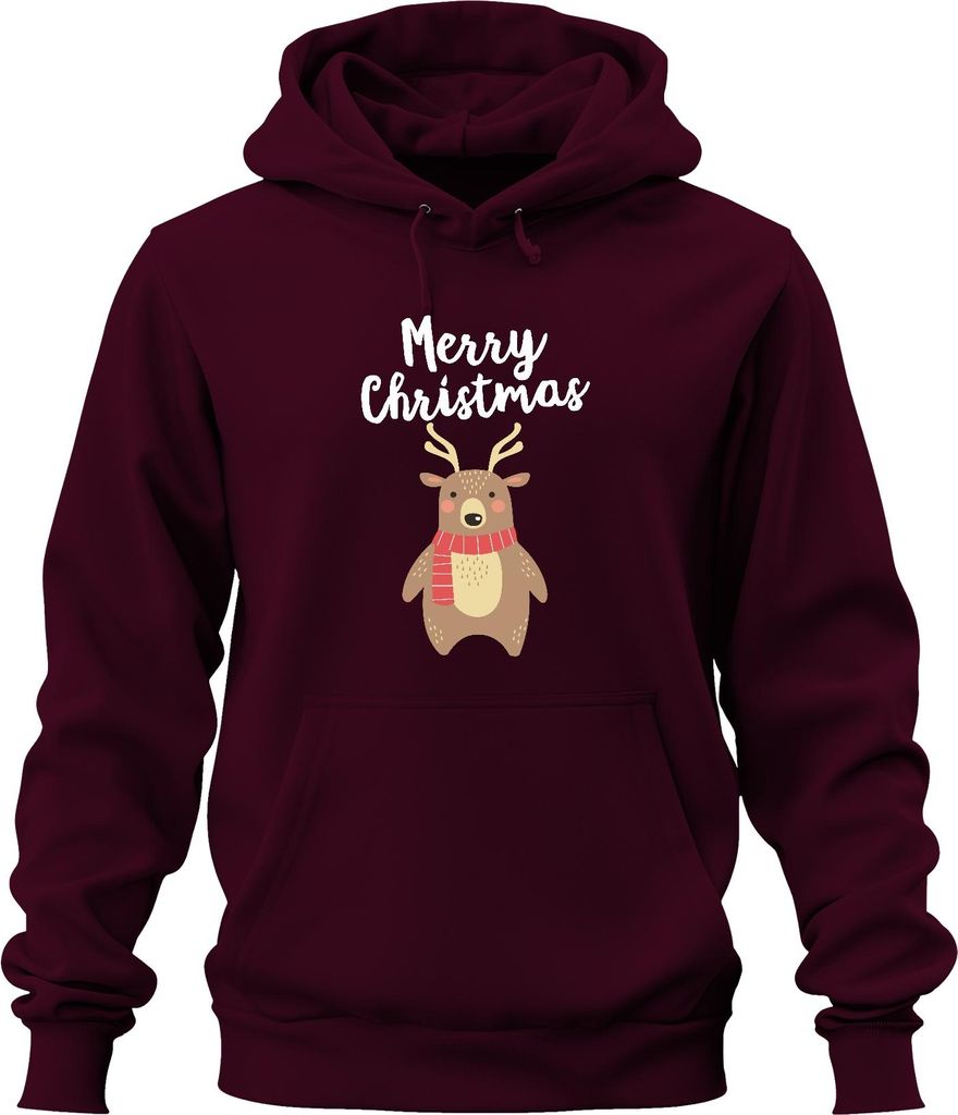 Merry Christmas cooles Rentier - Weihnachten Weihnachtsgeschenk Christmas Uni Hoodie Kapuzenpullover, Burgundy, L
