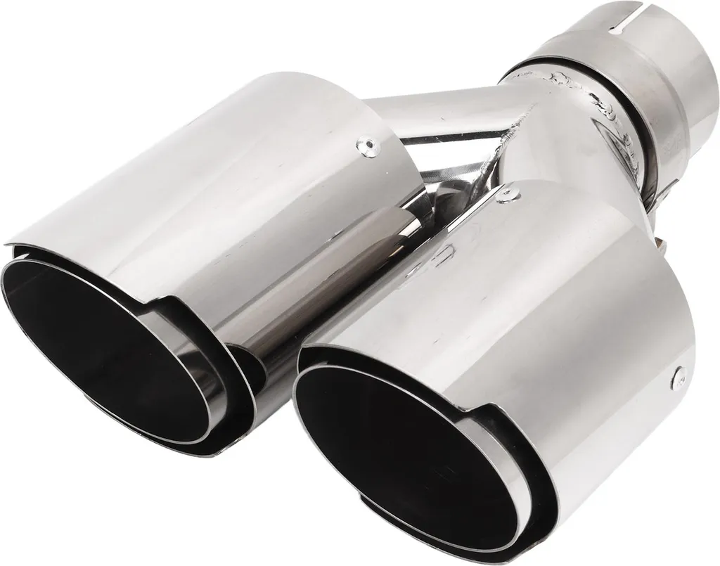 Embout d'échappement double 63mm pour look sport, inox 304 poli 89mm